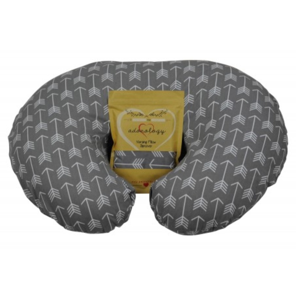 Adorology Cotton Nursing Pillow Cover Gray Arrow Print Baby Shower Gift